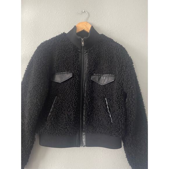 Express x Negin‎ Mirsalehi Plush Sherpa Jacket in Black - Picture 2 of 8